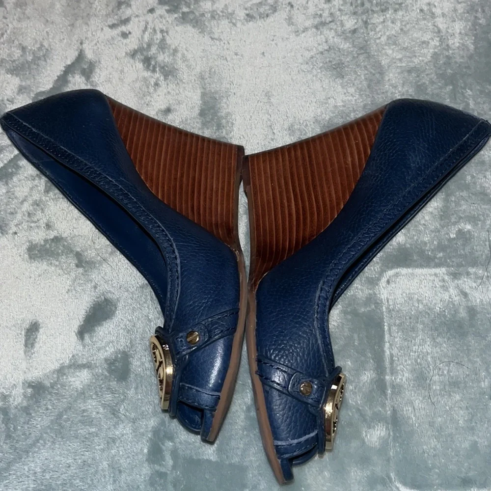 Tory Burch Blue Wedge Shoes - Picture 4 of 7